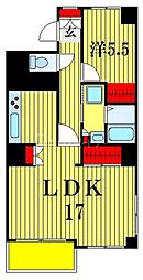 ロイヤルシティ松戸八柱 4階1LDKの間取り