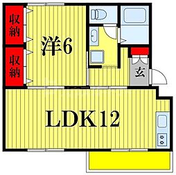 稔台サニーハイツ 2階1LDKの間取り