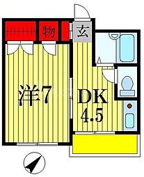 リバーサイド松戸 5階1DKの間取り