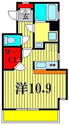 ウィッシュ・スクエア・イースト 4階ワンルームの間取り