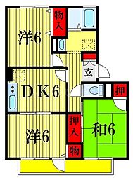 フレマリール鎌ケ谷Ｃ 2階3DKの間取り