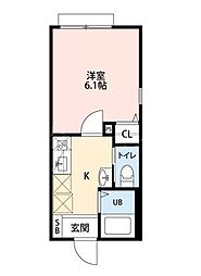 senoくぬぎ山 1階1Kの間取り