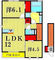 サンシャイン 2LDKの間取図画像