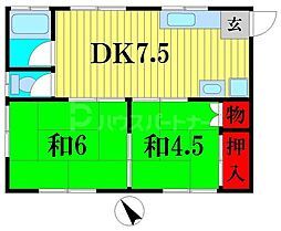 第一エンゼルコーポ 2DKの間取図画像