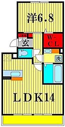 パインヒルズ胡録台 1LDKの間取図画像