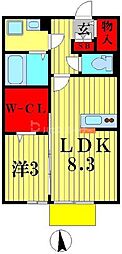 ヴァンベール 1LDKの間取図画像