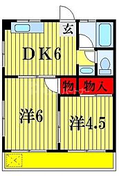 矢野マンション 2DKの間取図画像