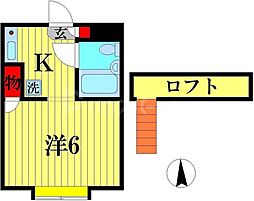 ベルピア五香2-2 1Kの間取図画像