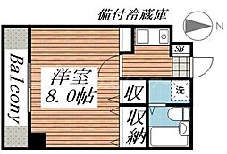リッツハウス 1Kの間取図画像