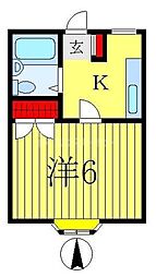 コーポ88 1Kの間取図画像