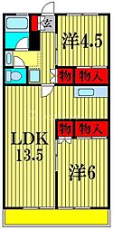 弥生マンション 2LDKの間取図画像
