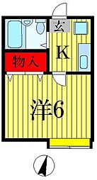 パティオ稔台A 1Kの間取図画像