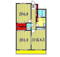 INSURANCEBLDG.19 2DKの間取図画像