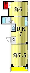 ハイツ上本郷 2DKの間取図画像