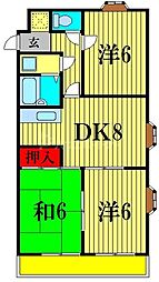 武蔵野レジデンス 3DKの間取図画像