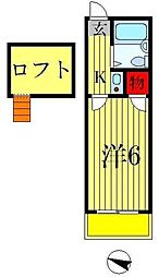ベルツリー八柱 1Kの間取図画像