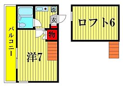 ロフティサフラン 1Kの間取図画像