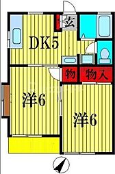 アンビルグリーンコーポ・A 2DKの間取図画像