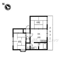 阪急嵐山線 上桂駅 徒歩10分の賃貸アパート 2階2DKの間取り