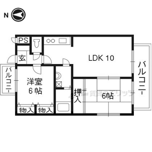 アフリー太田II 307｜京都府京都市右京区西京極堤町(賃貸マンション2LDK・3階・52.80㎡)の写真 その2