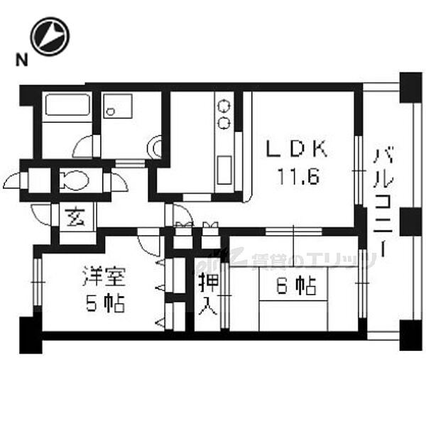 パインフィールド洛南 803｜京都府京都市南区吉祥院御池町(賃貸マンション2LDK・8階・52.33㎡)の写真 その2