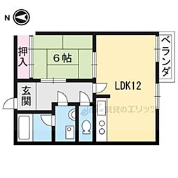 サントピア太秦 1階1LDKの間取り