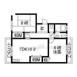 メゾン太秦 2階2LDKの間取り