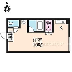 JR山陰本線 太秦駅 徒歩10分の賃貸マンション 1階ワンルームの間取り