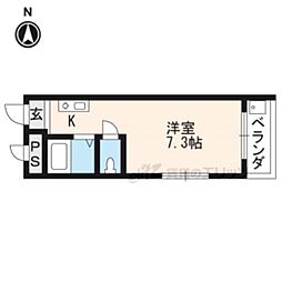 ジュネス丸池Ａ棟 4階ワンルームの間取り