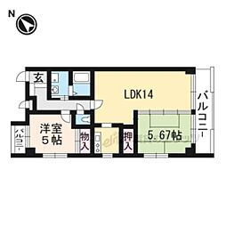 プレシャス桂 4階2LDKの間取り