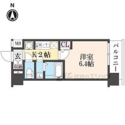 京都市南区吉祥院西ノ庄西浦町マンション 1Kの間取図画像