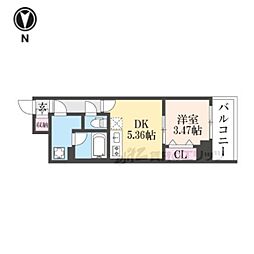 LW京都桜邸 1DKの間取図画像