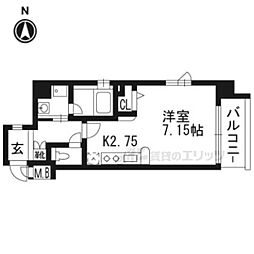 ベラジオ京都神泉苑 1Kの間取図画像