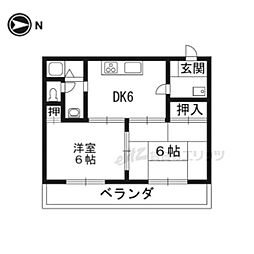 サンライブマンション 2DKの間取図画像