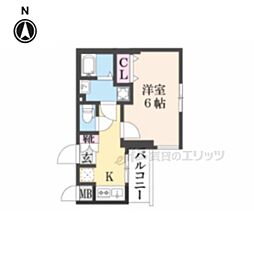 ヴィラ四条大宮 1Kの間取図画像