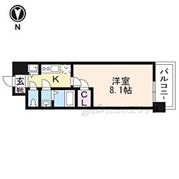 エスリード京都梅小路 1Kの間取図画像