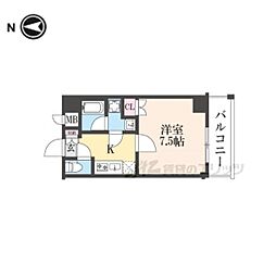 べラジオ雅び京都西京極 1Kの間取図画像
