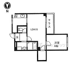 ランブラス桂 1LDKの間取図画像