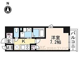 エスカーサ京都四条梅津 1Kの間取図画像