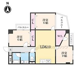 インペリアル京都 3LDKの間取図画像