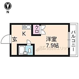アクシア京都 1Kの間取図画像