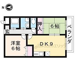 ダイアモンテ七条 2LDKの間取図画像
