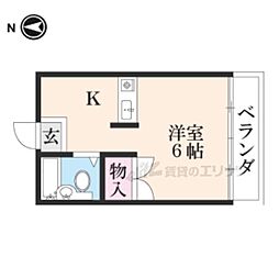 ロイヤルメゾン向日町 1Kの間取図画像