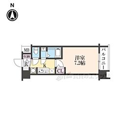 京都市上京区千本通上長者町下る革堂前之町マンション 1Kの間取図画像