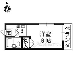 アントレー嵯峨野 1Kの間取図画像
