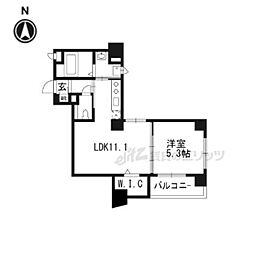 ベラジオ京都烏丸十条 1LDKの間取図画像