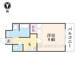 ティムゥル九条 1Kの間取図画像