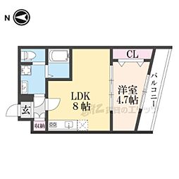 ARCA嵯峨嵐山 1LDKの間取図画像