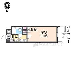 アクシルコート京都二条イースト棟 1Kの間取図画像