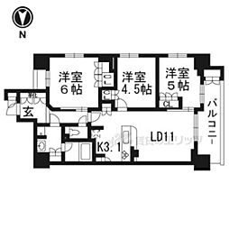 ソルレヴェンテ四条大宮 3LDKの間取図画像